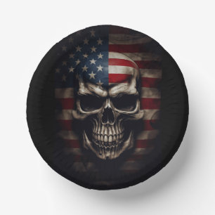 Cuencos De Papel Calavera de la bandera americana