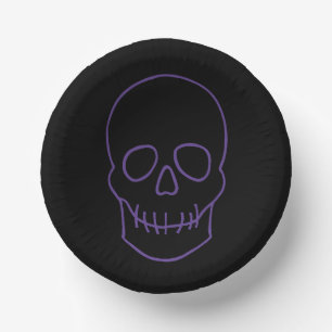 Cuencos De Papel Calavera en morado y negro