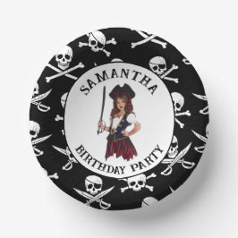 Cuencos De Papel Calaveras de Muchacha Pirata