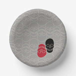 Cuencos De Papel Calaveras - Gris fantasma y blanco óseo