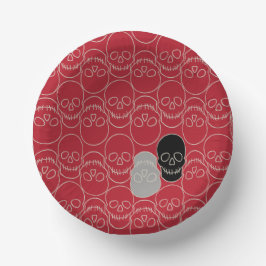 Cuencos De Papel Calaveras - Rojo en sangre y blanco óseo