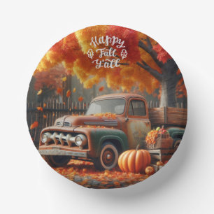 Cuencos De Papel Camión de granja de otoño rústico/vintage
