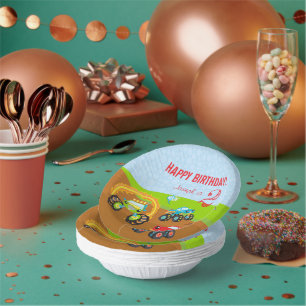 Cuencos De Papel Camiones coloridos del monstruo del cumpleaños con