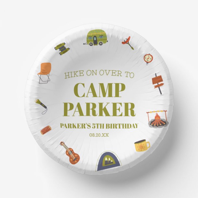 Cuencos De Papel Campamento Camping Camper fiesta de cumpleaños (Anverso)