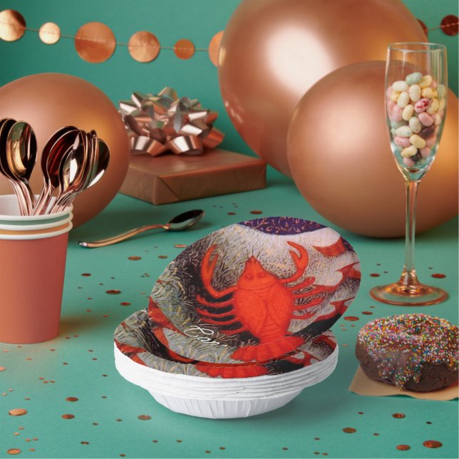 Cuencos De Papel Cáncer en la fiesta de cumpleaños del Rótulo cangr (Multi)