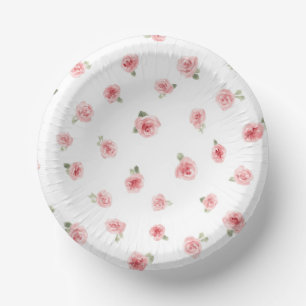 Cuencos De Papel Capullo de rosa rosa acuarela floral vintage rosa 