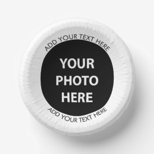 Cuencos De Papel Cargar foto de imagen y añadir texto - Personaliza