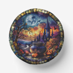 Cuencos De Papel Cauldron de la bruja de vidrio manchado