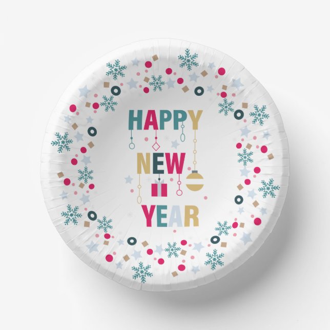 Cuencos De Papel celebración de Año Nuevo feliz (Anverso)