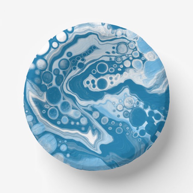 Cuencos De Papel Células de pintura Blue Digital Fluid Art Marble P (Anverso)