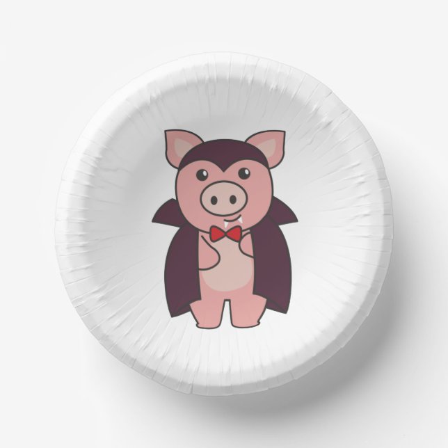 Cuencos De Papel Cerdo Halloween Cute Diablo Vampistez (Anverso)
