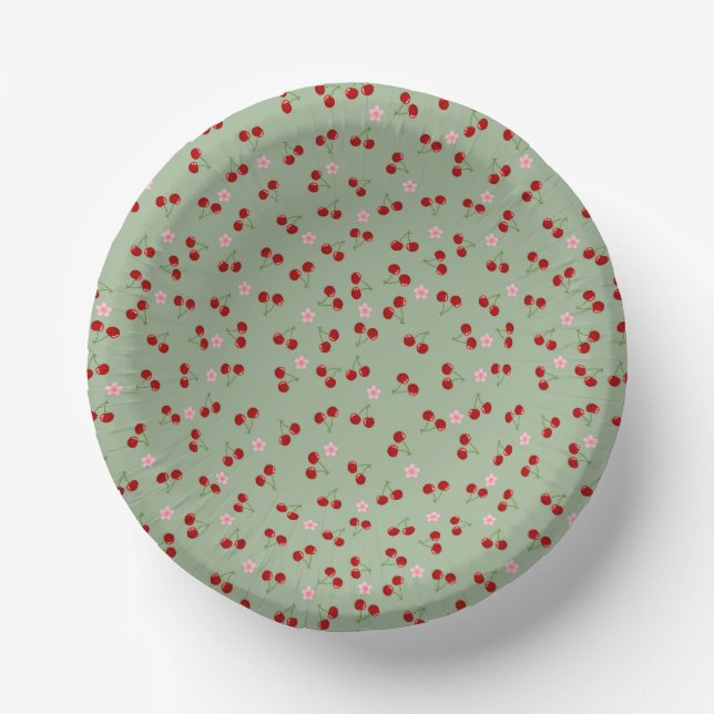 Cuencos De Papel Cerezas Y Flores (Anverso)
