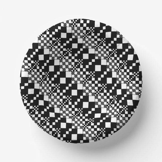 Cuencos De Papel Checks, Checks - Blanco y negro (Anverso)
