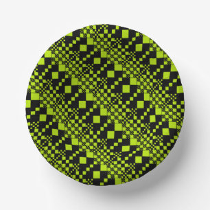 Cuencos De Papel Cheques, chequeos - Lime Green