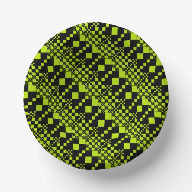 Cuencos De Papel Cheques, chequeos - Lime Green (Anverso)