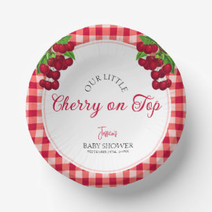Cuencos De Papel Cherry en la cima del otoño Gingham Plaid Baby Sho