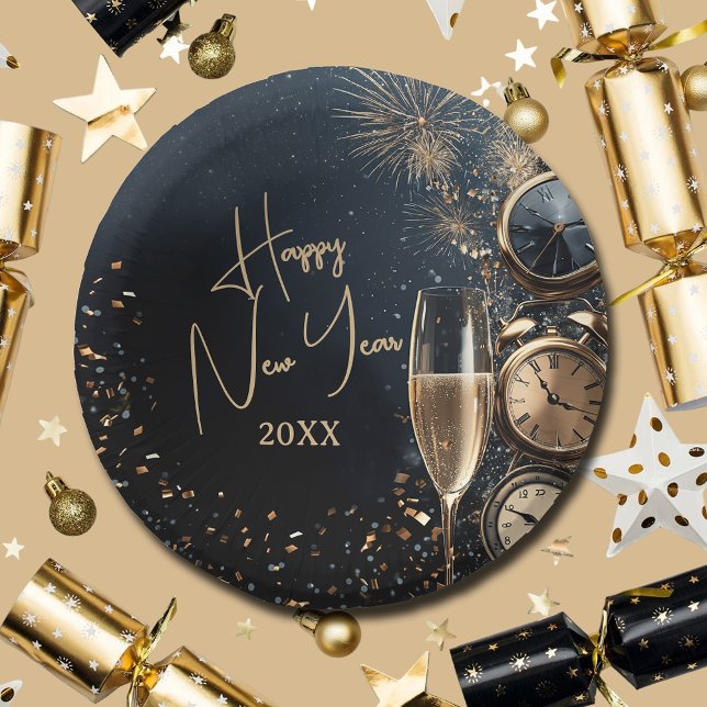 Cuencos De Papel Chic Champagne Time Happy New Year (Chic Champagne Time Happy New Year Paper Bowls)