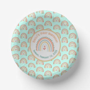 Cuencos De Papel Chica Boho Natural Rainbow Fiesta Mint green