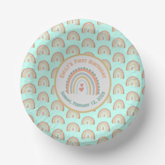 Cuencos De Papel Chica Boho Natural Rainbow Fiesta Mint green