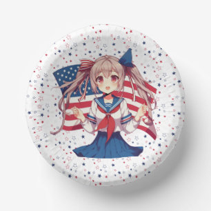 Cuencos De Papel CHICA patriótico de anime de Estados Unidos