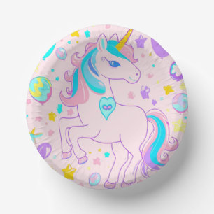 Cuencos De Papel Chicas de cumpleaños de Pink Cute Rainbow unicorni