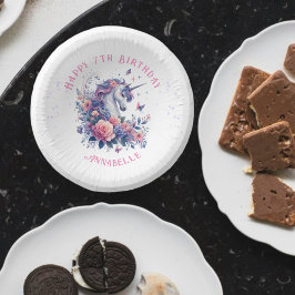 Cuencos De Papel Chicas de flores moradas de unicornio