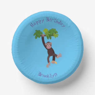 Cuencos De Papel Chimpancé lindo en personalizado colgante de la ju