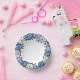 Cuencos De Papel Chinoiserie moderna de color azul y porcelana blan