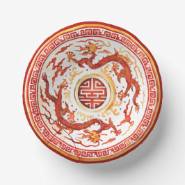 Cuencos De Papel Chinoiserie Red Gold Imperio Dragon Faux China