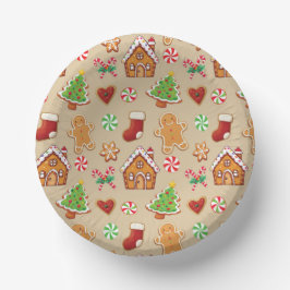 Cuencos De Papel Christmas Party Gingerbread Cookies Paper Plates