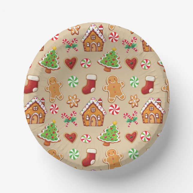 Cuencos De Papel Christmas Party Gingerbread Cookies Paper Plates (Anverso)
