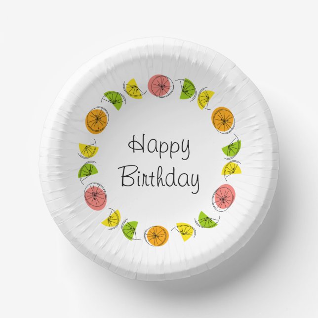 Cuencos De Papel Citrus Multi Circle Feliz Cumpleaños (Anverso)