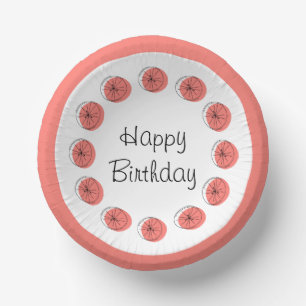 Cuencos De Papel Citrus Pink Circle Happy Birday