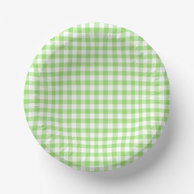 Cuencos De Papel Clásico Gingham Verde Primavera (Anverso)
