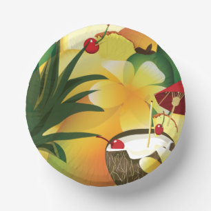 Cuencos De Papel Coconut Tiki Bar Luau Tropical
