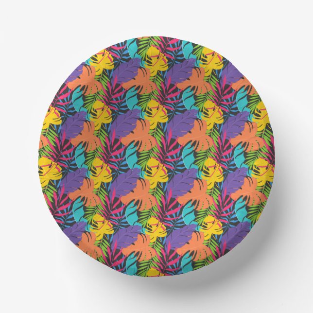 Cuencos De Papel Colorful Exotic Tropical Leaves Pattern-23190 (Anverso)