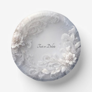 Cuencos de papel con flores blancas floreadas