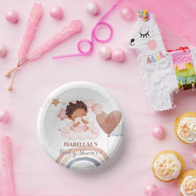 Cuencos De Papel Conejo de bebés lindo, ducha de bebé afroamericana (Fiesta)