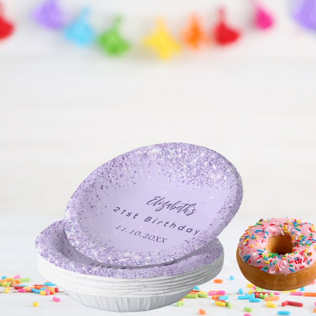 Cuencos De Papel Confeti violeta de cumpleaños elegante chica (Subido por el creador)