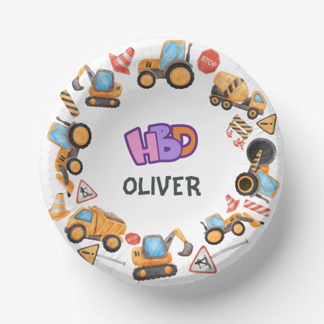 Cuencos De Papel Construction Themed Birthday Party (Anverso)