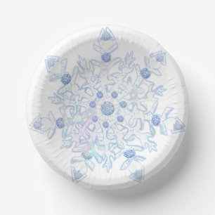 Cuencos De Papel Copo de nieve azul