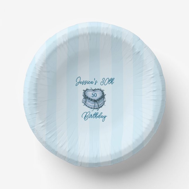 Cuencos De Papel Coquette Heart Birthday Cake Paper Plate (Anverso)