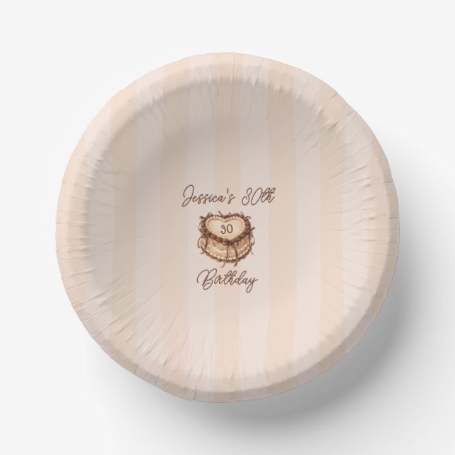 Cuencos De Papel Coquette Heart Birthday Cake Paper Plate (Anverso)