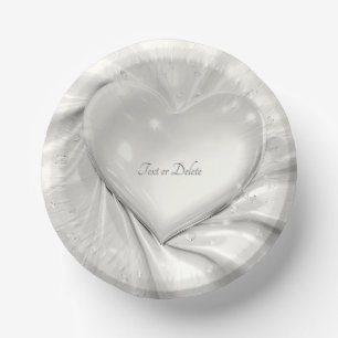 Cuencos De Papel Corazón elegante de crema blanca