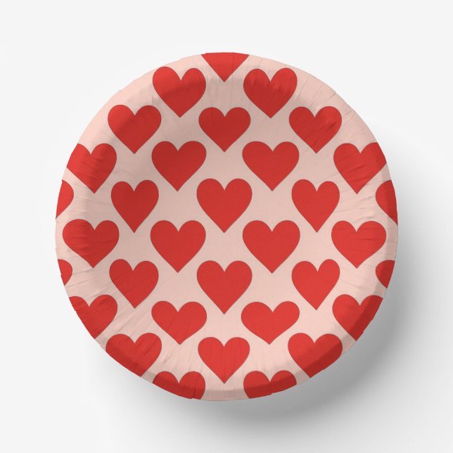 Cuencos De Papel Corazón rojo tradicional del día de San Valentín (Anverso)
