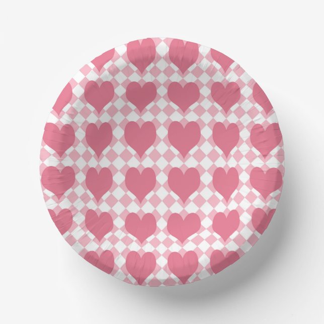 Cuencos De Papel Corazones rosados (Anverso)