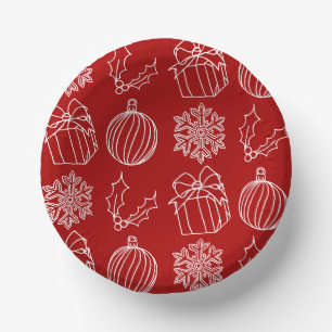 Cuencos De Papel Cosas de Navidad - Copo de nieve, Acebo, Regalo y