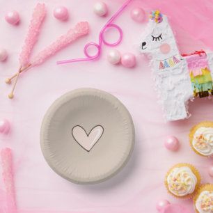 Cuencos De Papel Cream Pink Heart Baby Shower