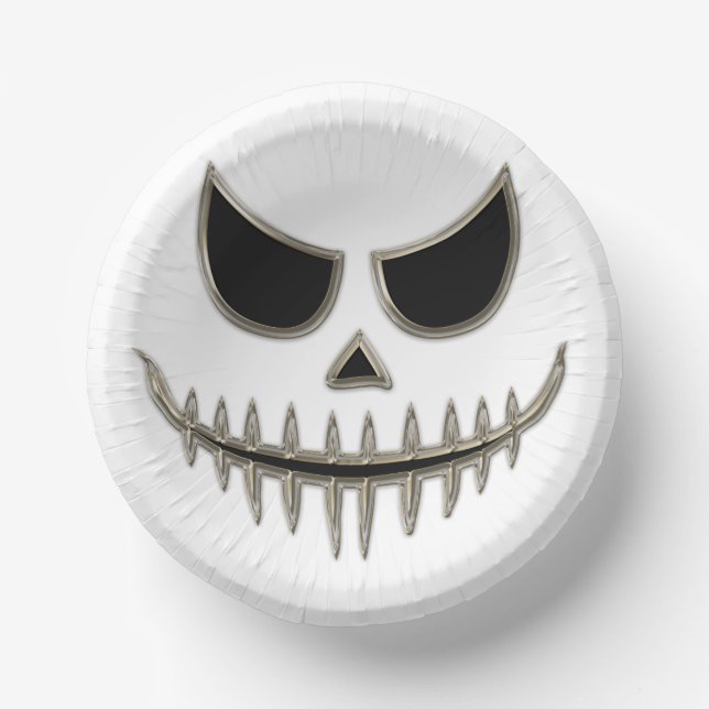 Cuencos De Papel Creepy Halloween Skeleton Face Paper Bowl (Anverso)