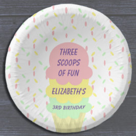 Cuencos De Papel Crema de hielo 3er cumpleaños